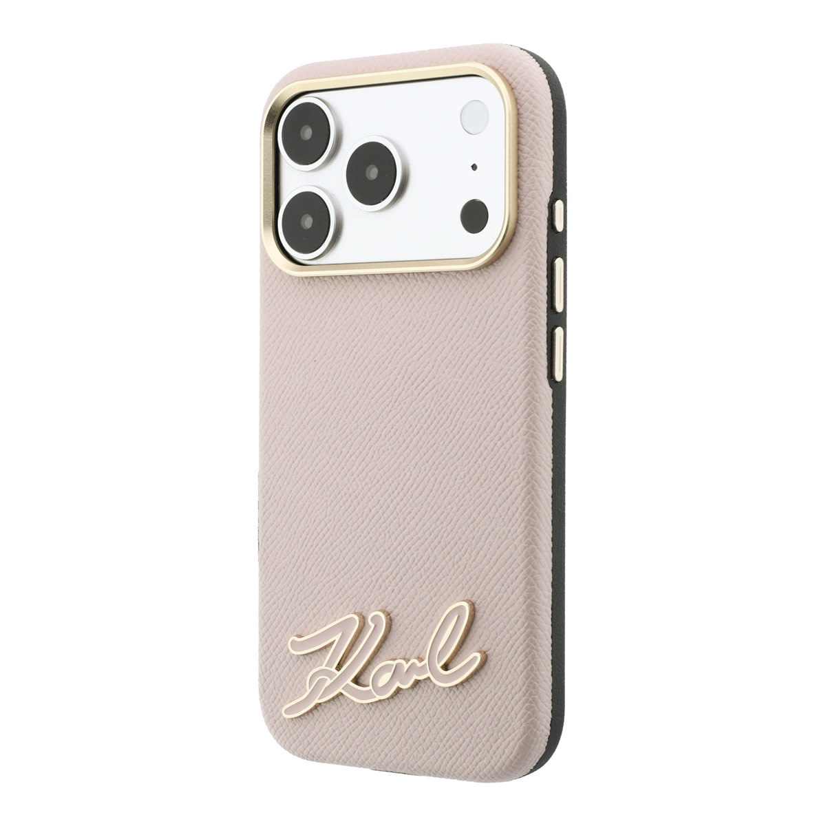 Karl iPhone 18 Pro Max Case hard shell - MagSafe - SW - grained PU - resin signature logo Roze - detail 1