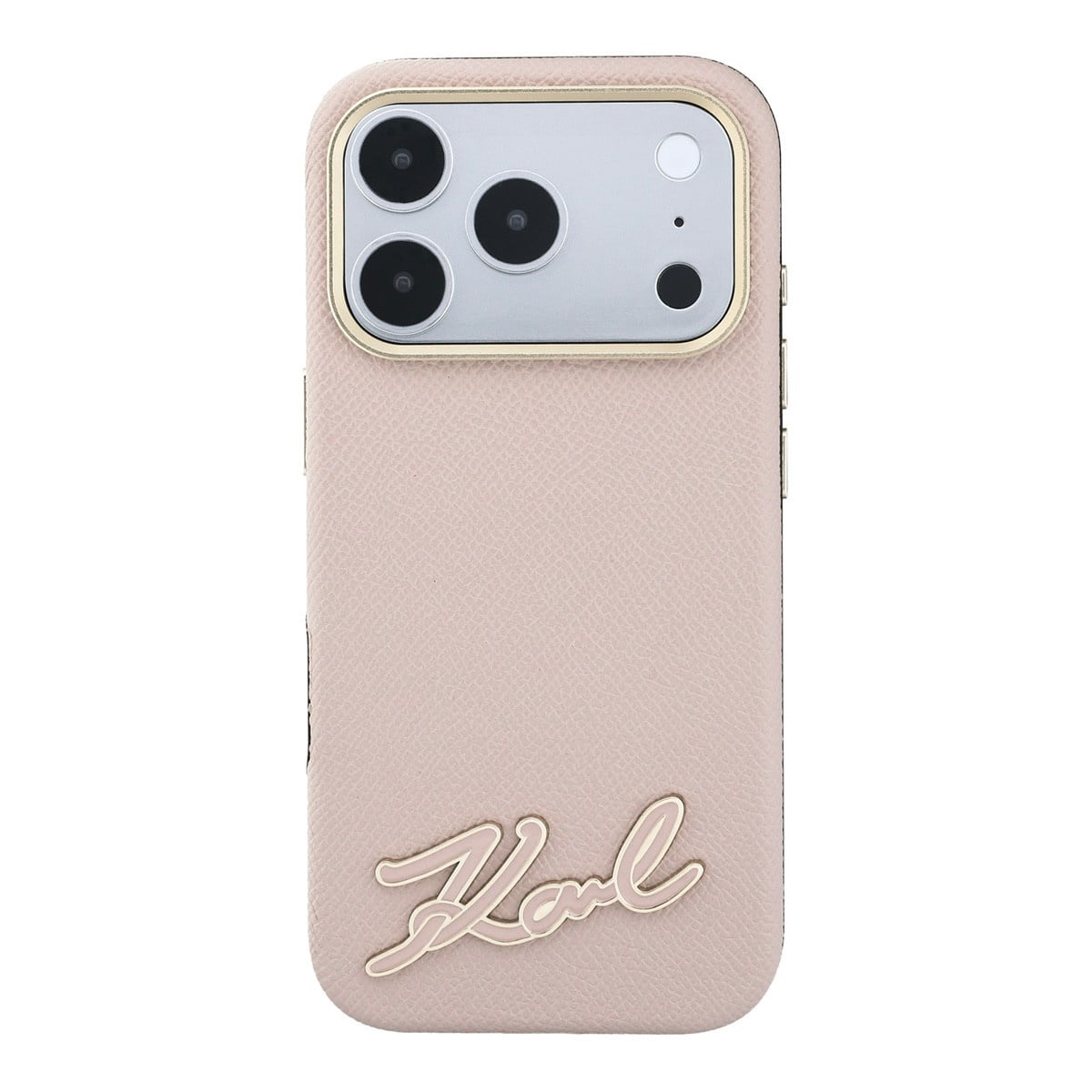Karl iPhone 18 Pro Max Case hard shell - MagSafe - SW - grained PU - resin signature logo Roze - detail 2
