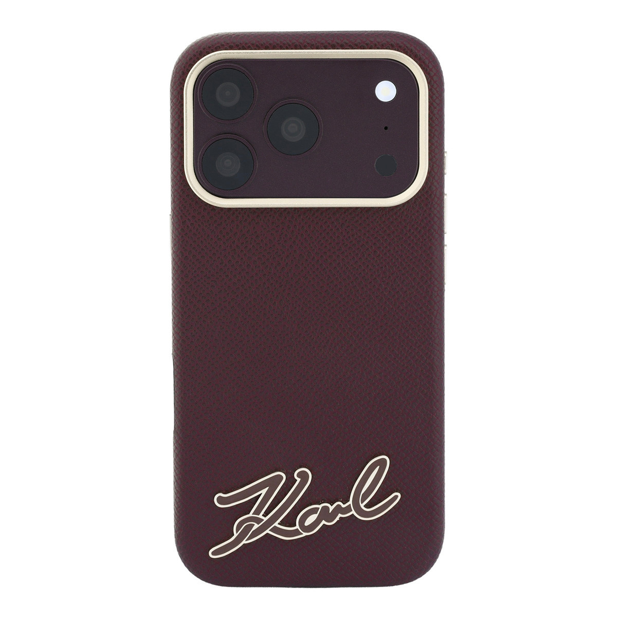 Karl iPhone 18 Pro Max Case hard shell - MagSafe - SW - grained PU - resin signature logo Bordeauxrood - detail 2