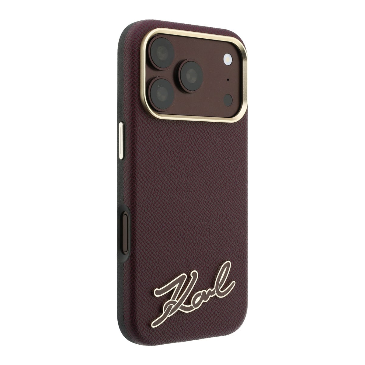 Karl iPhone 18 Pro Max Case hard shell - MagSafe - SW - grained PU - resin signature logo Bordeauxrood - detail 3