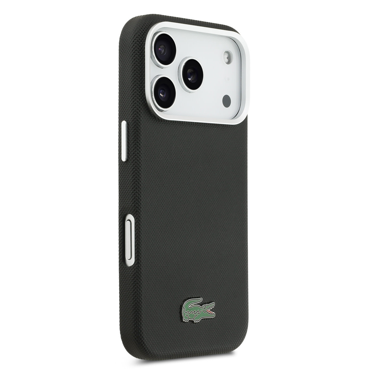 Lacoste 17 Pro hoesje - MagSafe - Metal Edges - Iconic Petit Pique Logo - Zwart - detail 3
