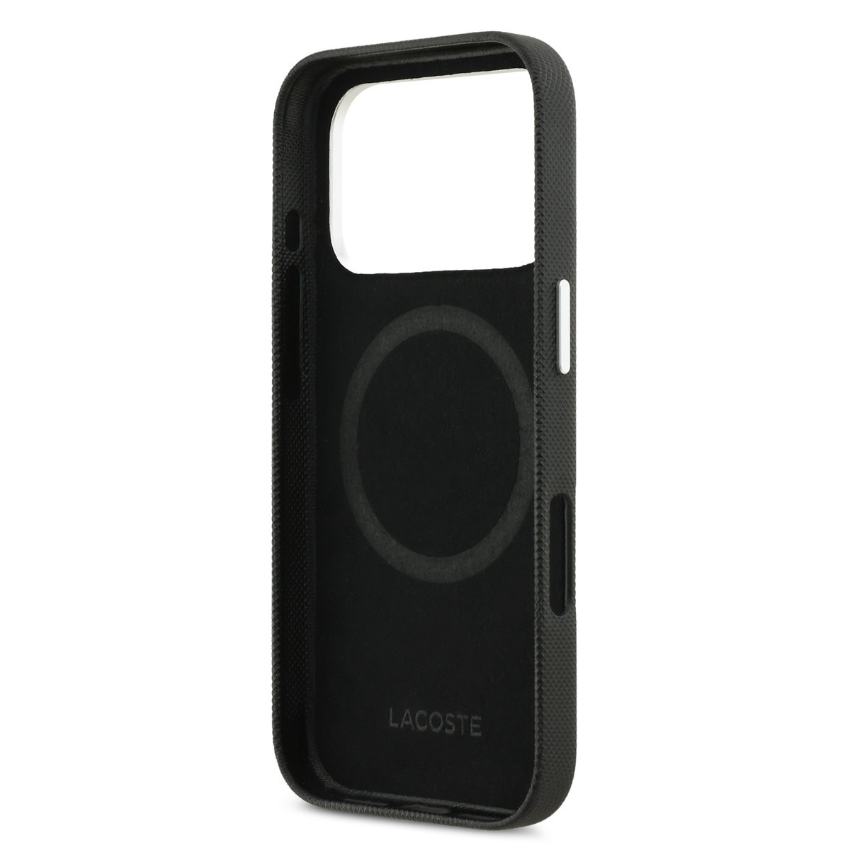 Lacoste 17 Pro hoesje - MagSafe - Metal Edges - Iconic Petit Pique Logo - Zwart - detail 5