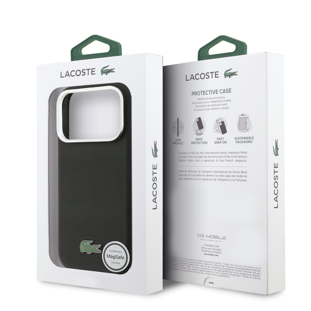 Lacoste 17 Pro hoesje - MagSafe - Metal Edges - Iconic Petit Pique Logo - Zwart - detail 7