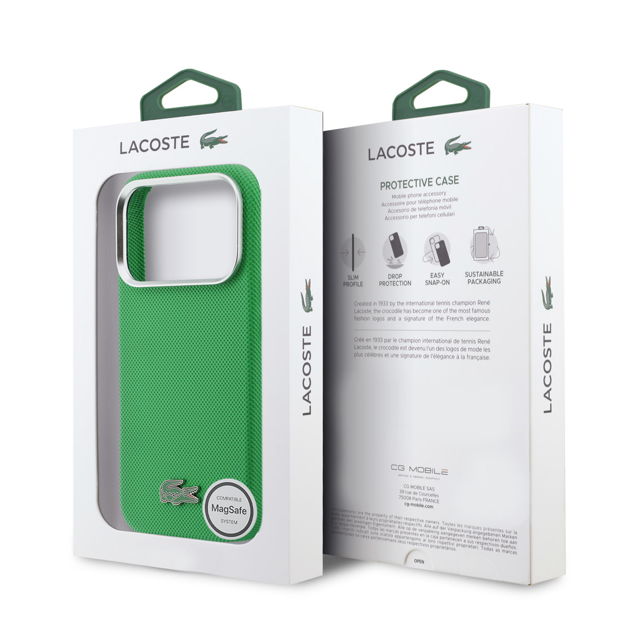 Lacoste 17 Pro hoesje - MagSafe - Metal Edges - Iconic Petit Pique Logo - Estragongroen - detail 7
