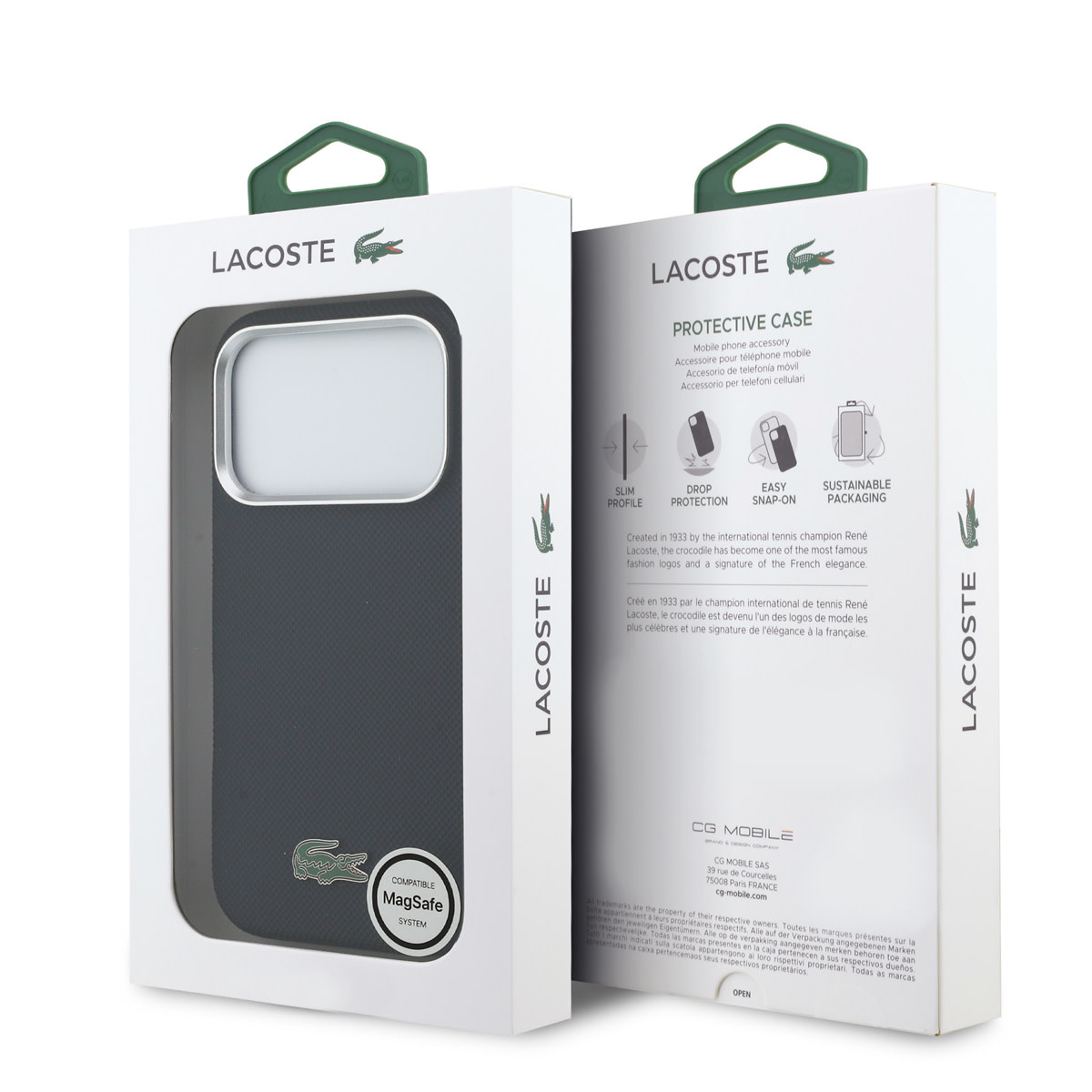 Lacoste 17 Pro hoesje - MagSafe - Metal Edges - Iconic Petit Pique Logo - Donkerblauw - detail 7