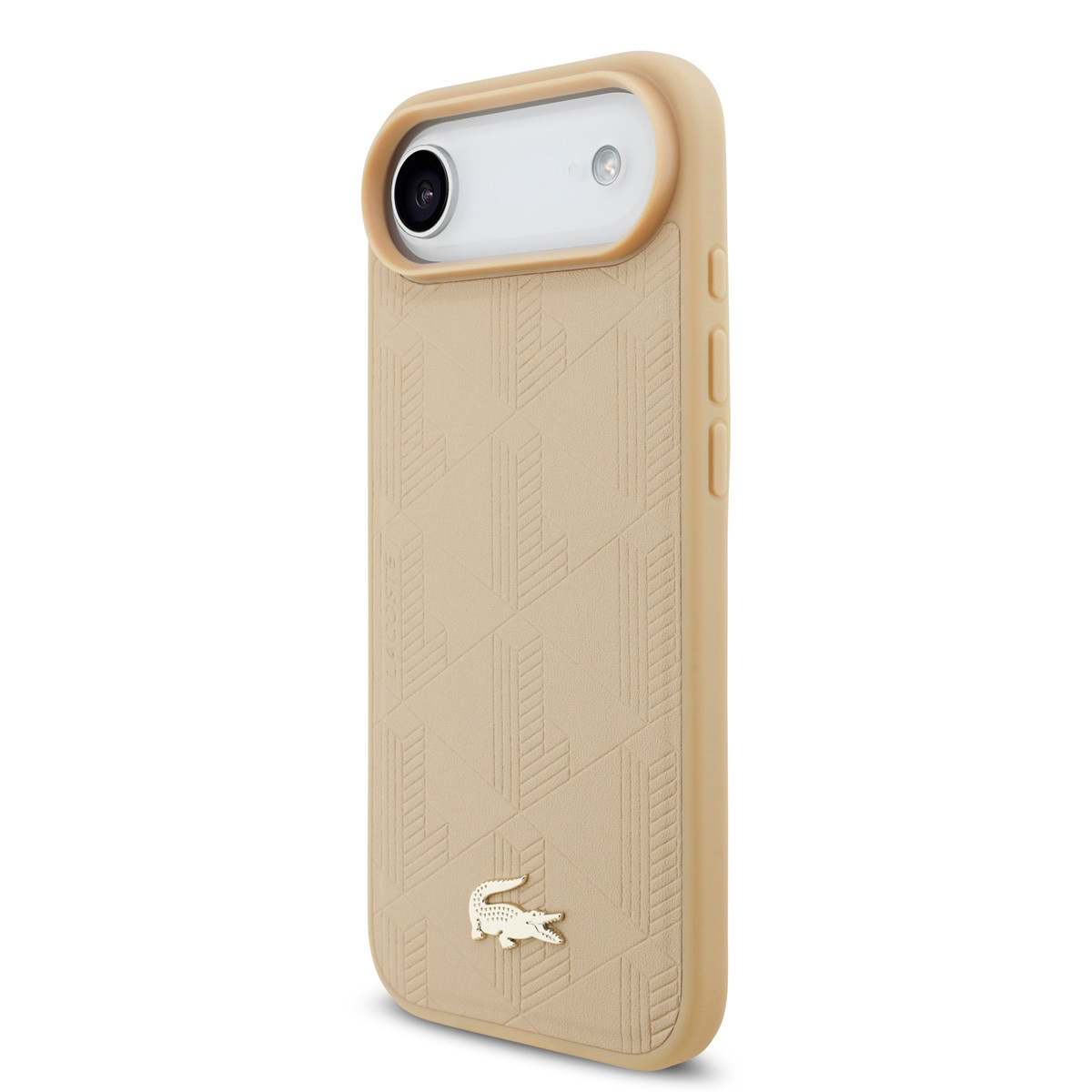 Lacoste iPhone 17 Air hoesje - MagSafe - Monogramme Print With Gold Logo - Beige - detail 1