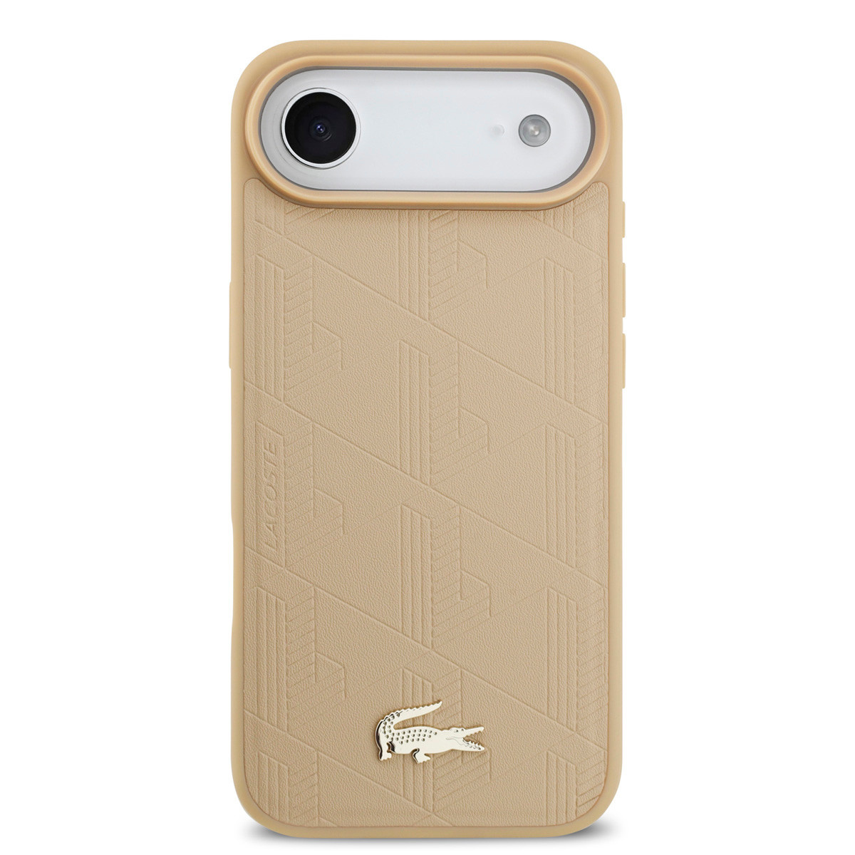 Lacoste iPhone 17 Air hoesje - MagSafe - Monogramme Print With Gold Logo - Beige - detail 2