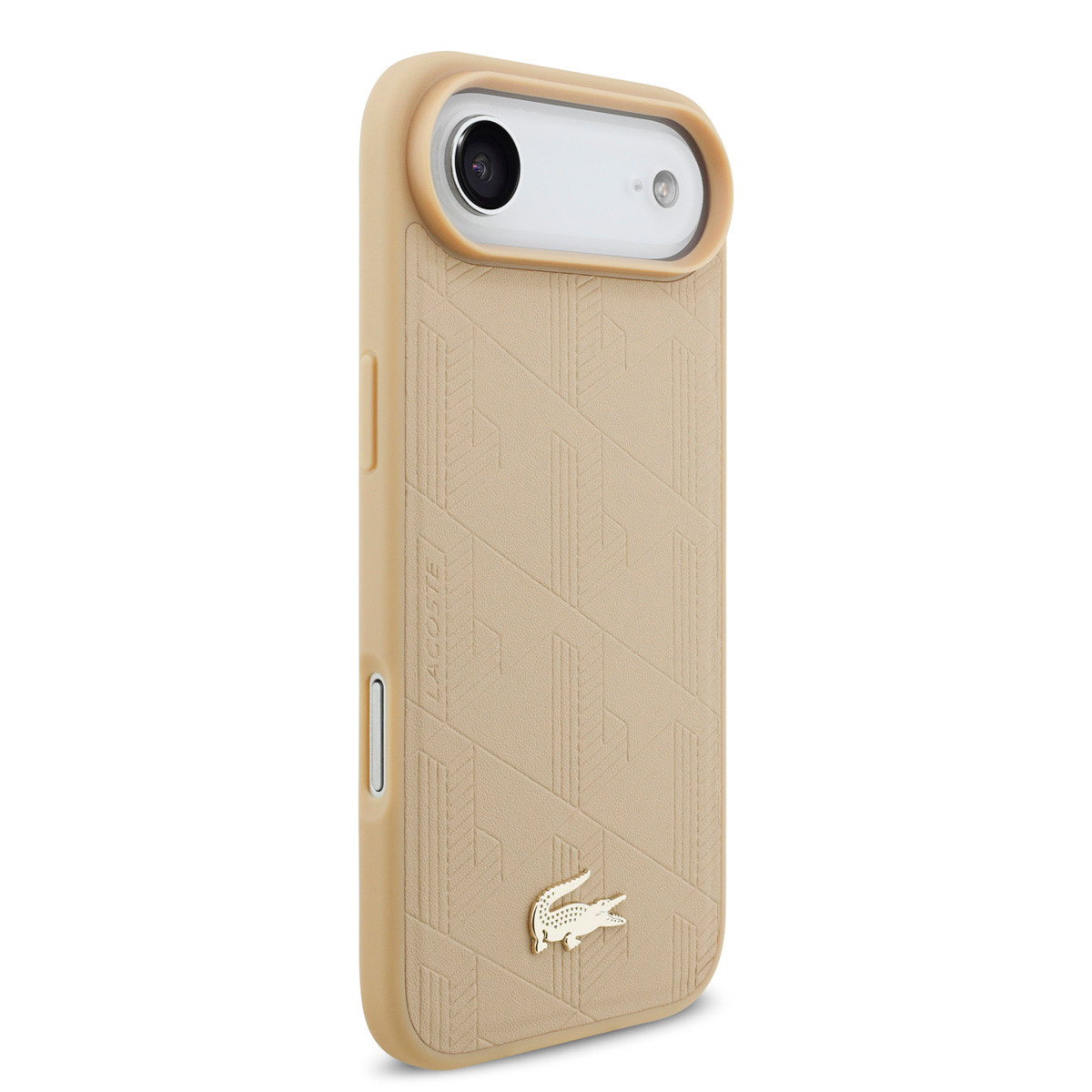Lacoste iPhone 17 Air hoesje - MagSafe - Monogramme Print With Gold Logo - Beige - detail 3
