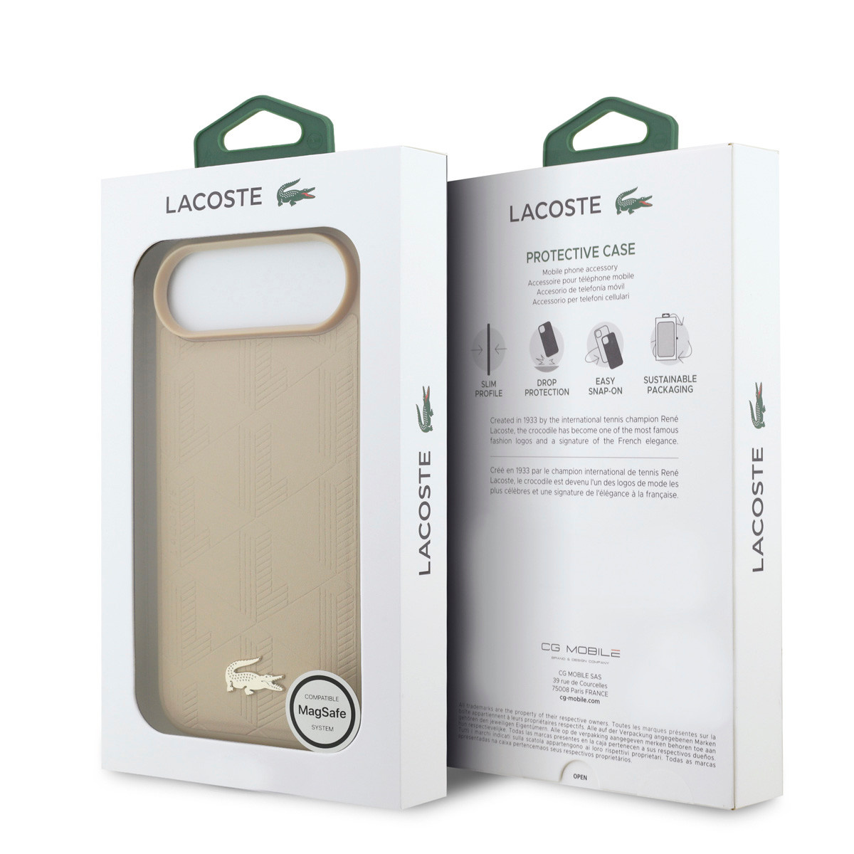 Lacoste iPhone 17 Air hoesje - MagSafe - Monogramme Print With Gold Logo - Beige - detail 7