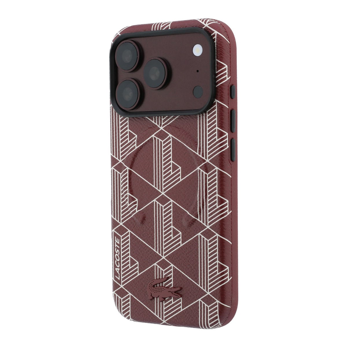 Lacoste iPhone 18 Pro Case hard shell - MagSafe - PVC - The Blend - embossing Bordeauxrood - detail 1