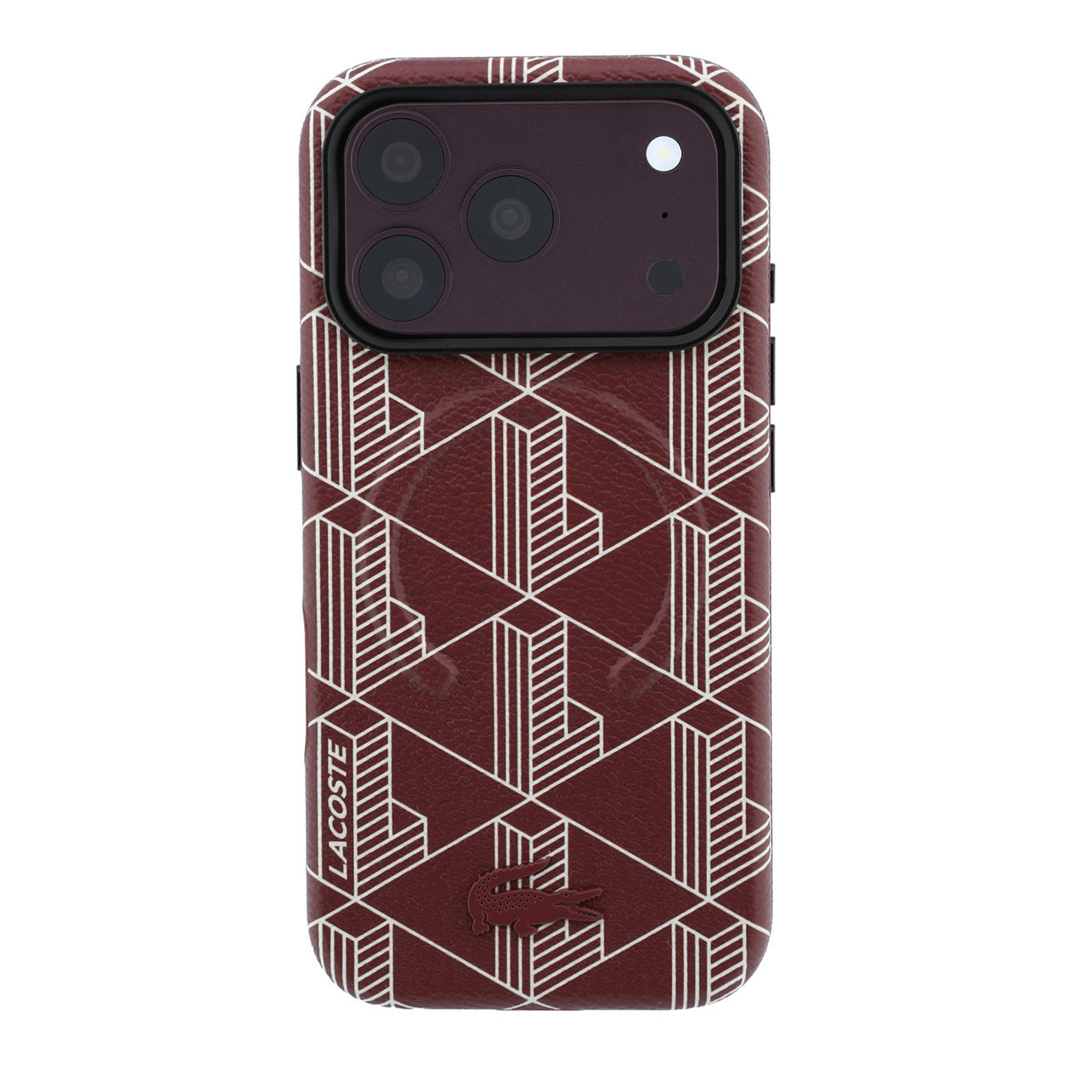 Lacoste iPhone 18 Pro Case hard shell - MagSafe - PVC - The Blend - embossing Bordeauxrood - detail 2