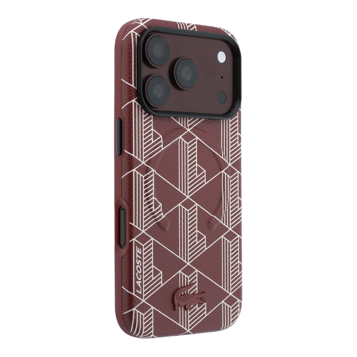 Lacoste iPhone 18 Pro Case hard shell - MagSafe - PVC - The Blend - embossing Bordeauxrood - detail 3