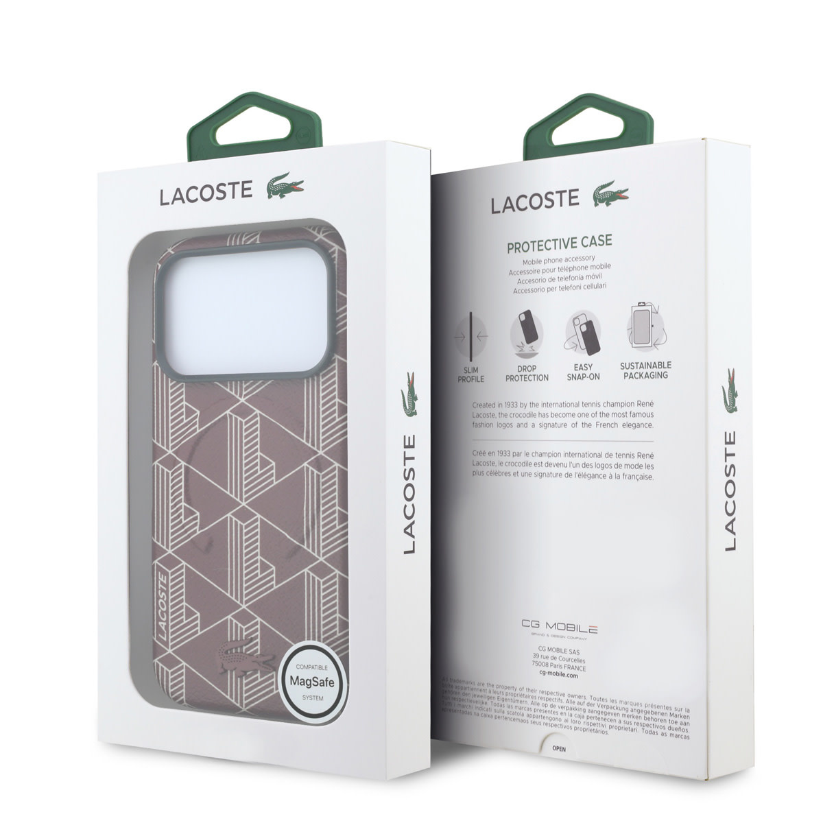 Lacoste iPhone 18 Pro Case hard shell - MagSafe - PVC - The Blend - embossing Bordeauxrood - detail 7