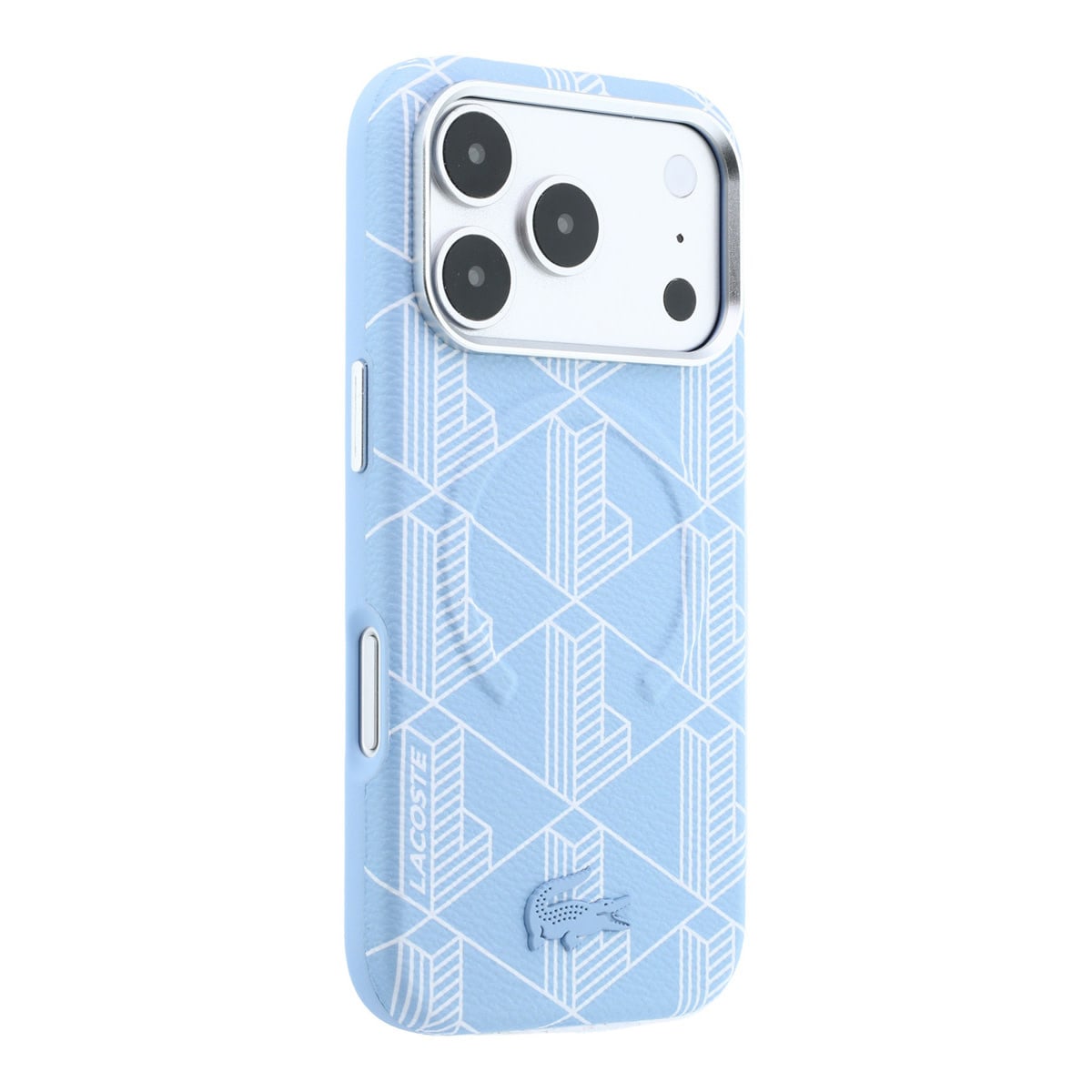 Lacoste iPhone 18 Pro Case hard shell - MagSafe - PVC - The Blend - embossing Lichtblauw - detail 3