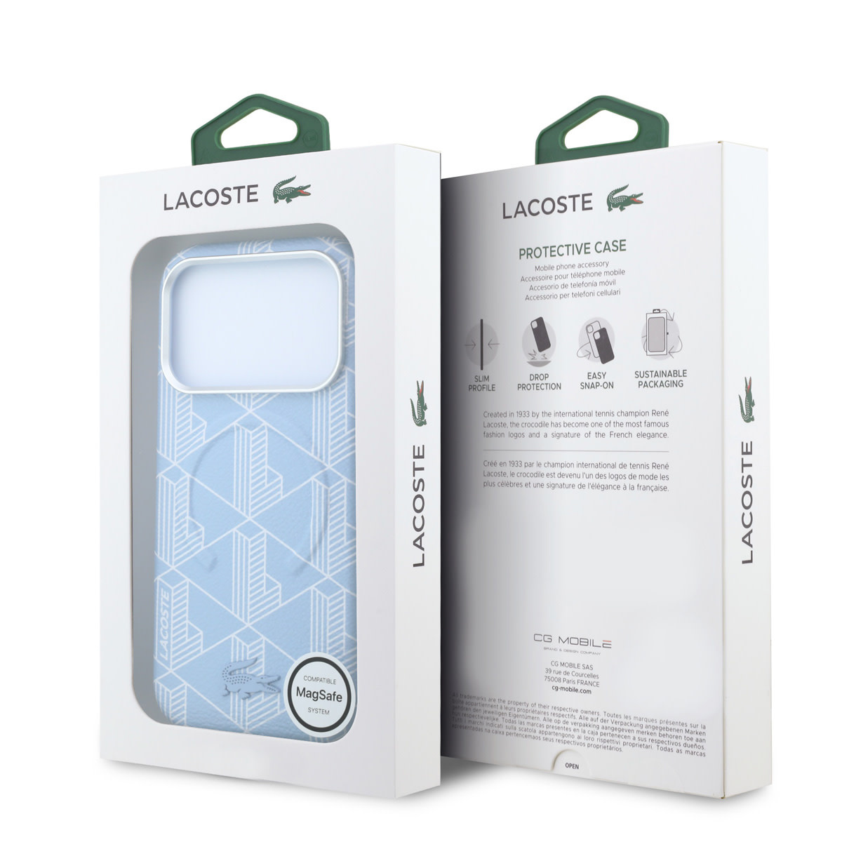 Lacoste iPhone 18 Pro Case hard shell - MagSafe - PVC - The Blend - embossing Lichtblauw - detail 7