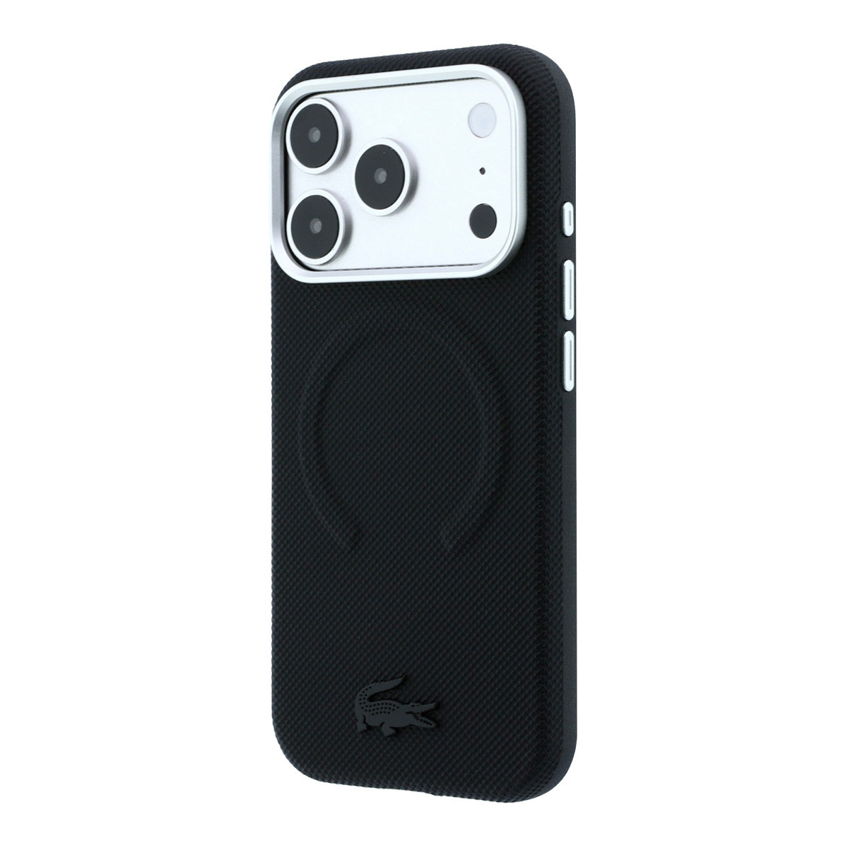 Lacoste iPhone 18 Pro Case hard shell - MagSafe - PVC - Petit Pique - embossing Zwart - detail 1
