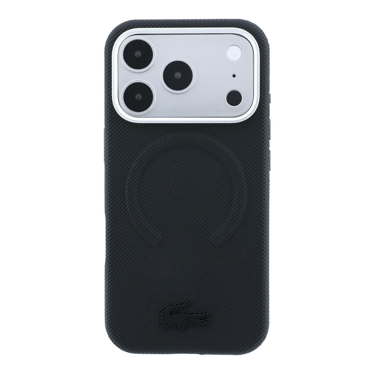 Lacoste iPhone 18 Pro Case hard shell - MagSafe - PVC - Petit Pique - embossing Zwart - detail 2