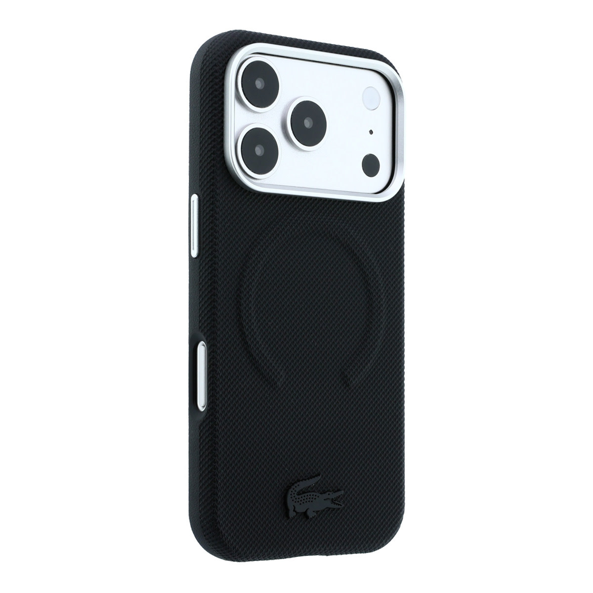 Lacoste iPhone 18 Pro Case hard shell - MagSafe - PVC - Petit Pique - embossing Zwart - detail 3