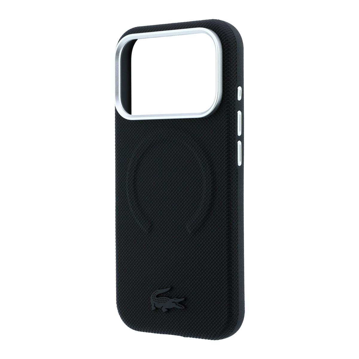 Lacoste iPhone 18 Pro Case hard shell - MagSafe - PVC - Petit Pique - embossing Zwart - detail 5