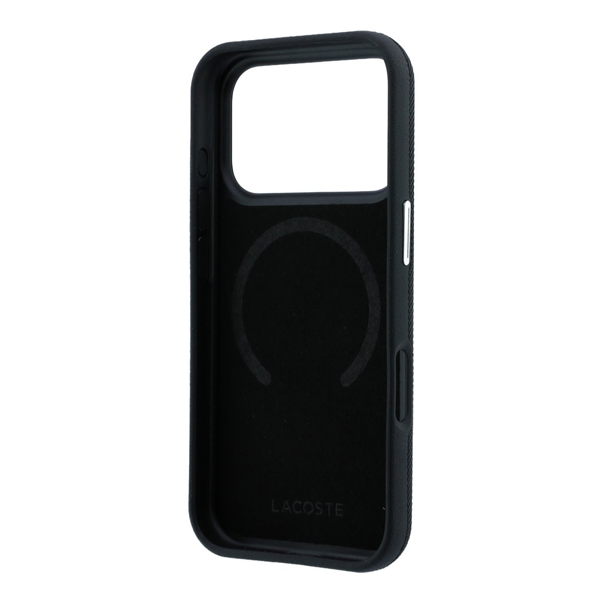 Lacoste iPhone 18 Pro Case hard shell - MagSafe - PVC - Petit Pique - embossing Zwart - detail 6