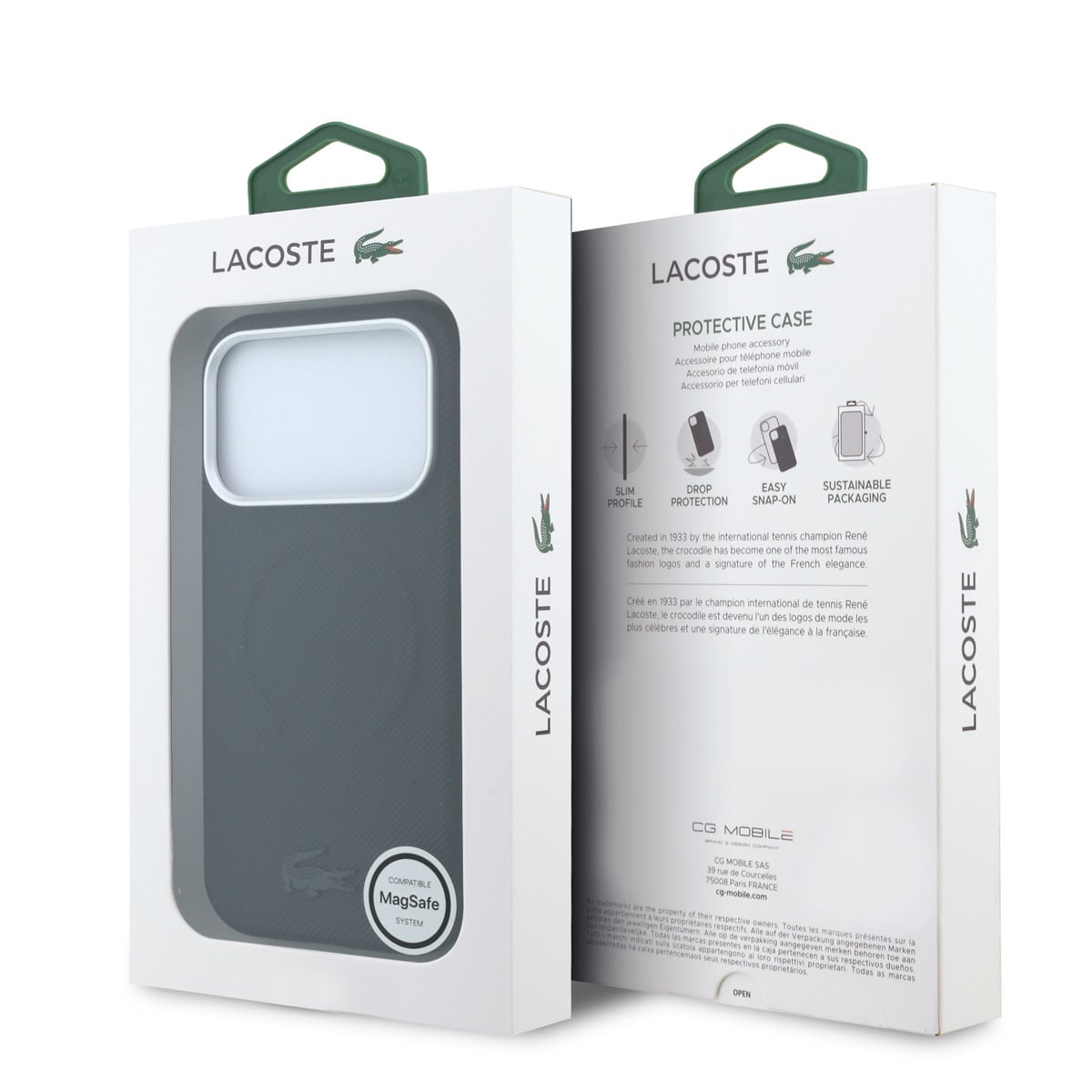 Lacoste iPhone 18 Pro Case hard shell - MagSafe - PVC - Petit Pique - embossing Zwart - detail 7
