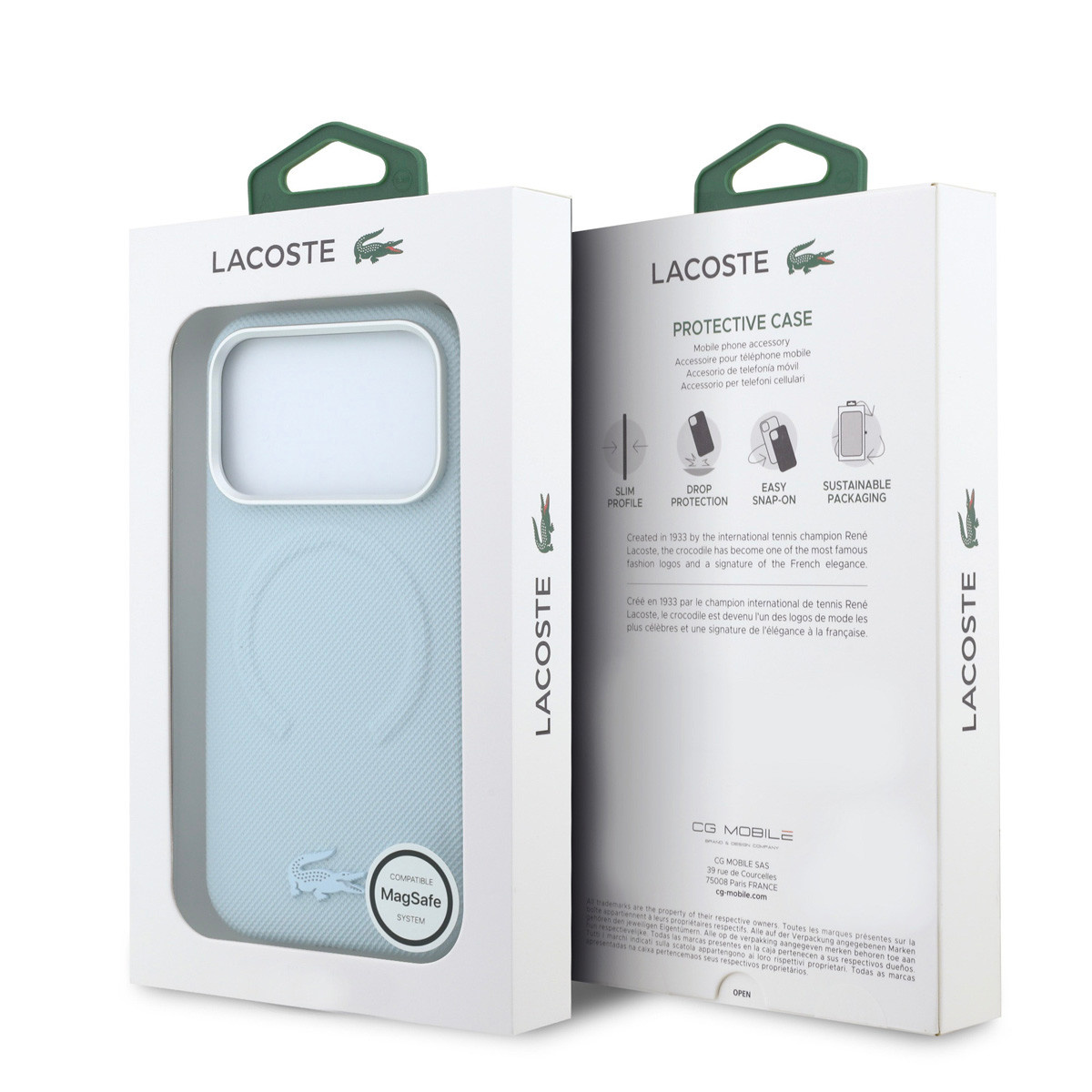 Lacoste iPhone 18 Pro Case hard shell - MagSafe - PVC - Petit Pique - embossing Lichtblauw - detail 7