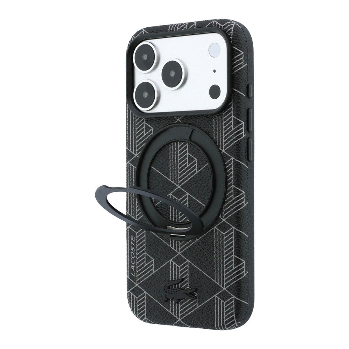 Lacoste iPhone 18 Pro Case hard shell - MagSafe - PVC - The Blend - ring stand Zwart - detail 4