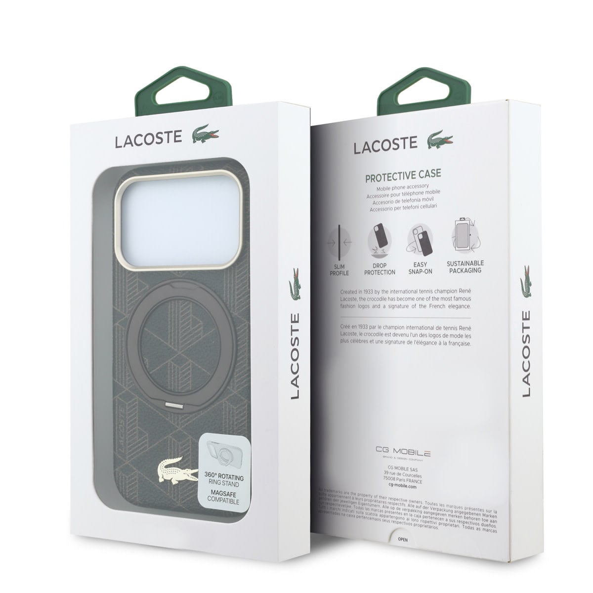 Lacoste iPhone 18 Pro Case hard shell - MagSafe - PVC - The Blend - ring stand Brown/Light Goud - detail 7