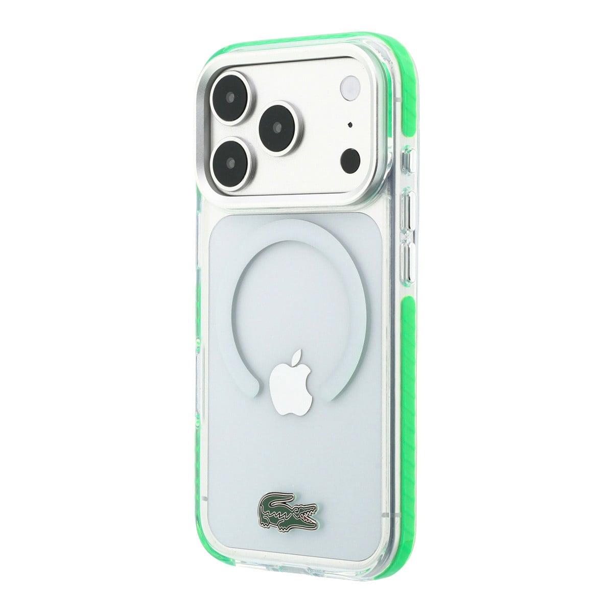 Lacoste iPhone 18 Pro Case hard shell - MagSafe - IML - shock-resistant - green edges Clear/Groen - detail 1