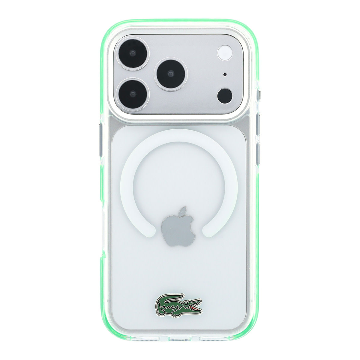 Lacoste iPhone 18 Pro Case hard shell - MagSafe - IML - shock-resistant - green edges Clear/Groen - detail 2