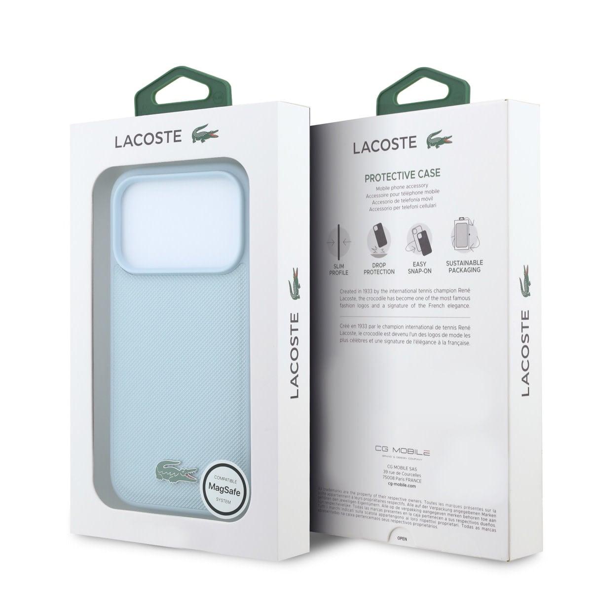 Lacoste iPhone 18 Pro Case hard shell - MagSafe - Petit Pique - PVC - lacquered logo Lichtblauw - detail 7