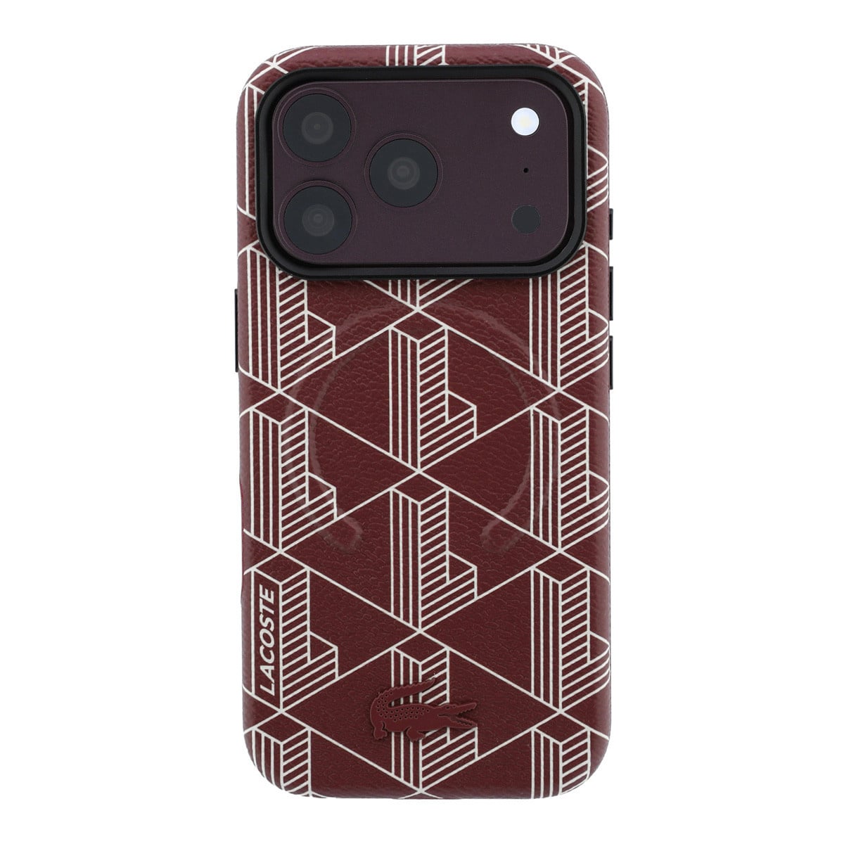 Lacoste iPhone 18 Pro Max Case hard shell - MagSafe - PVC - The Blend - embossing Bordeauxrood - detail 2