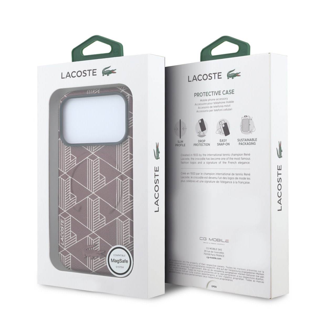 Lacoste iPhone 18 Pro Max Case hard shell - MagSafe - PVC - The Blend - embossing Bordeauxrood - detail 7