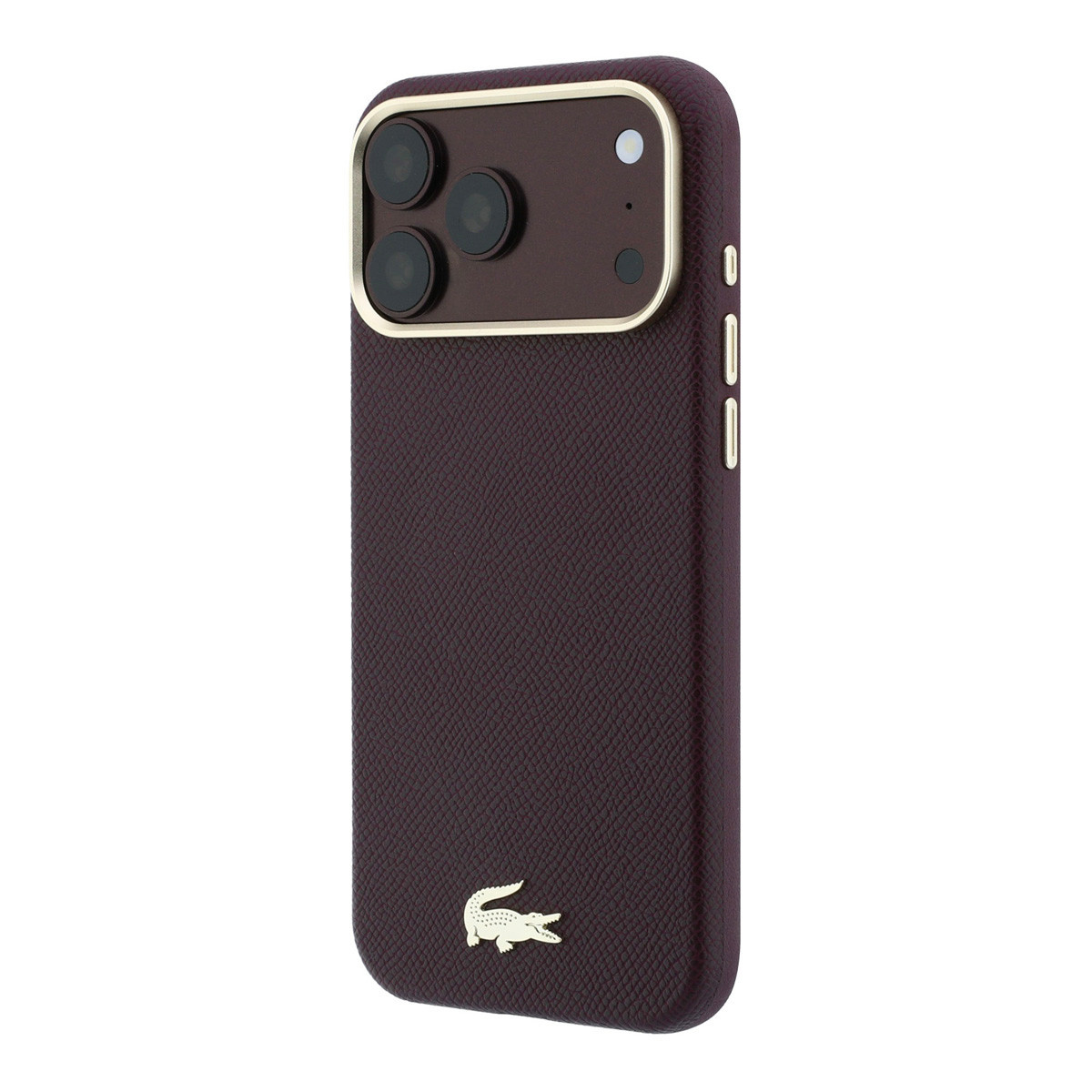 Lacoste iPhone 18 Pro Max Case hard shell - MagSafe - PVC - Champs Elysees - embossing Bordeauxrood - detail 1