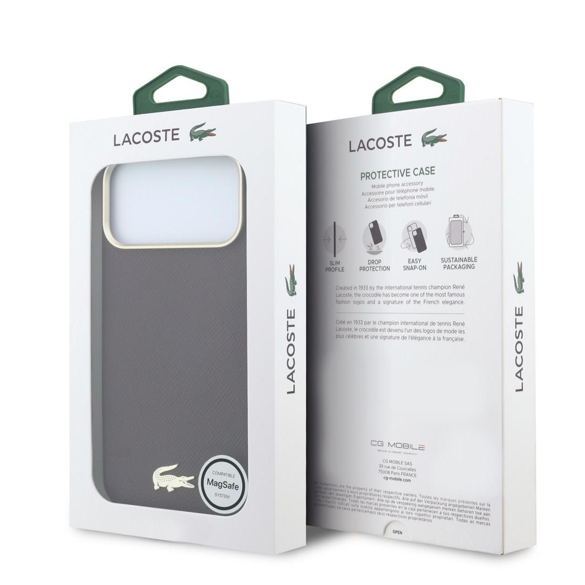 Lacoste iPhone 18 Pro Max Case hard shell - MagSafe - PVC - Champs Elysees - embossing Bordeauxrood - detail 7