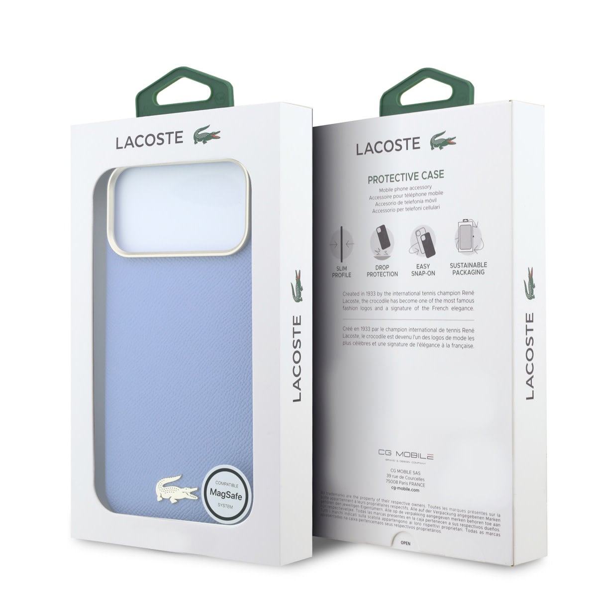 Lacoste iPhone 18 Pro Max Case hard shell - MagSafe - PVC - Champs Elysees - embossing Lichtblauw - detail 7