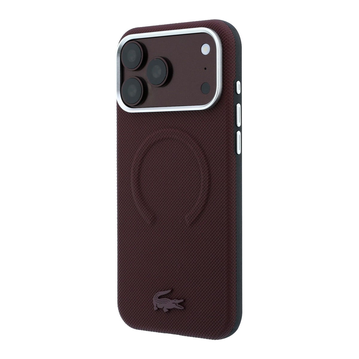 Lacoste iPhone 18 Pro Max Case hard shell - MagSafe - PVC - Petit Pique - embossing Bordeauxrood - detail 1