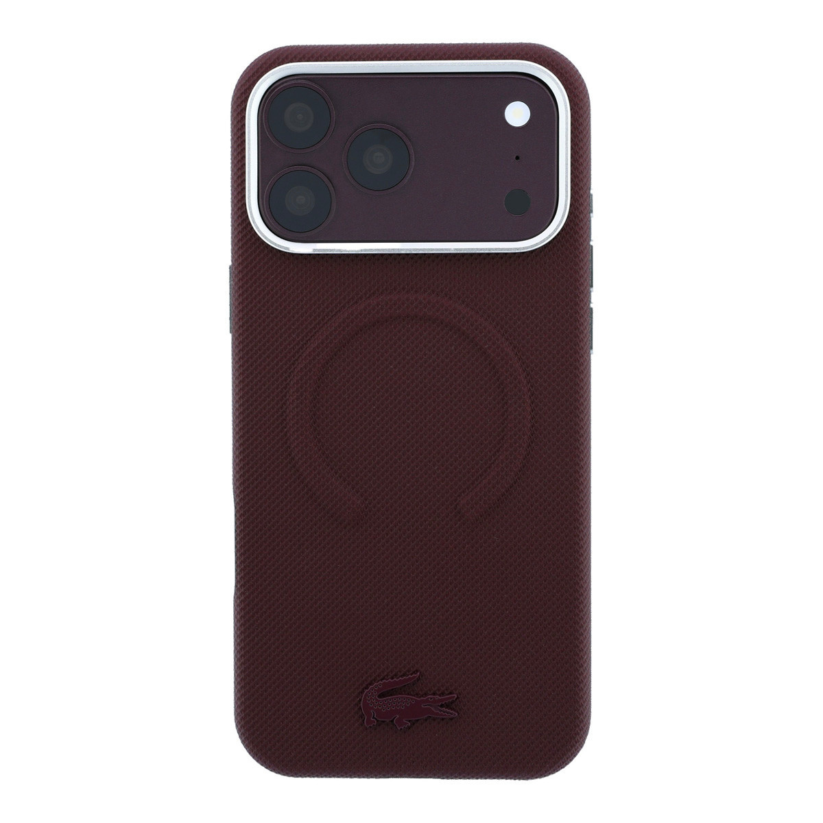 Lacoste iPhone 18 Pro Max Case hard shell - MagSafe - PVC - Petit Pique - embossing Bordeauxrood - detail 2