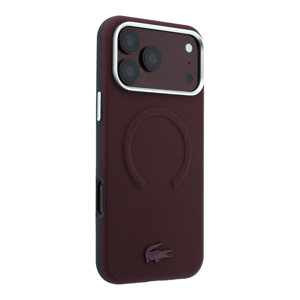 Lacoste iPhone 18 Pro Max Case hard shell - MagSafe - PVC - Petit Pique - embossing Bordeauxrood - detail 3