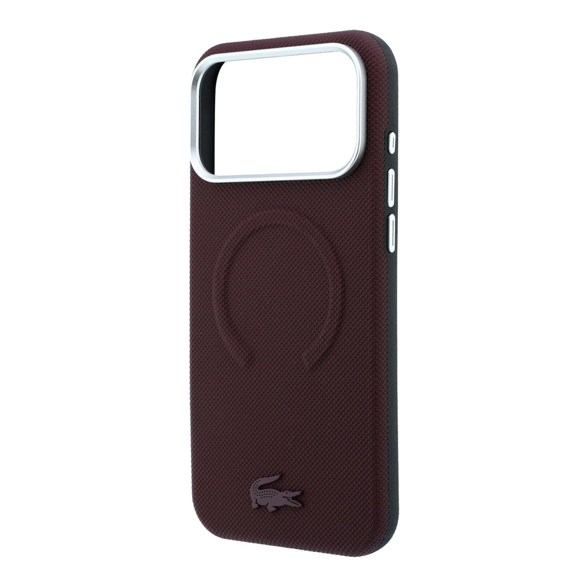 Lacoste iPhone 18 Pro Max Case hard shell - MagSafe - PVC - Petit Pique - embossing Bordeauxrood - detail 5