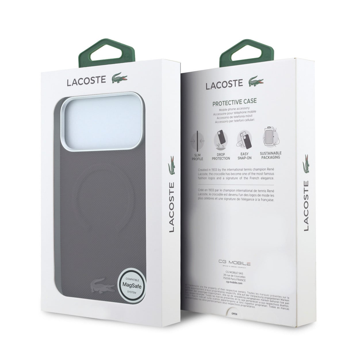 Lacoste iPhone 18 Pro Max Case hard shell - MagSafe - PVC - Petit Pique - embossing Bordeauxrood - detail 7
