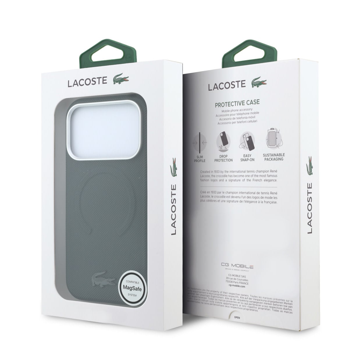 Lacoste iPhone 18 Pro Max Case hard shell - MagSafe - PVC - Petit Pique - embossing Sinople - detail 7