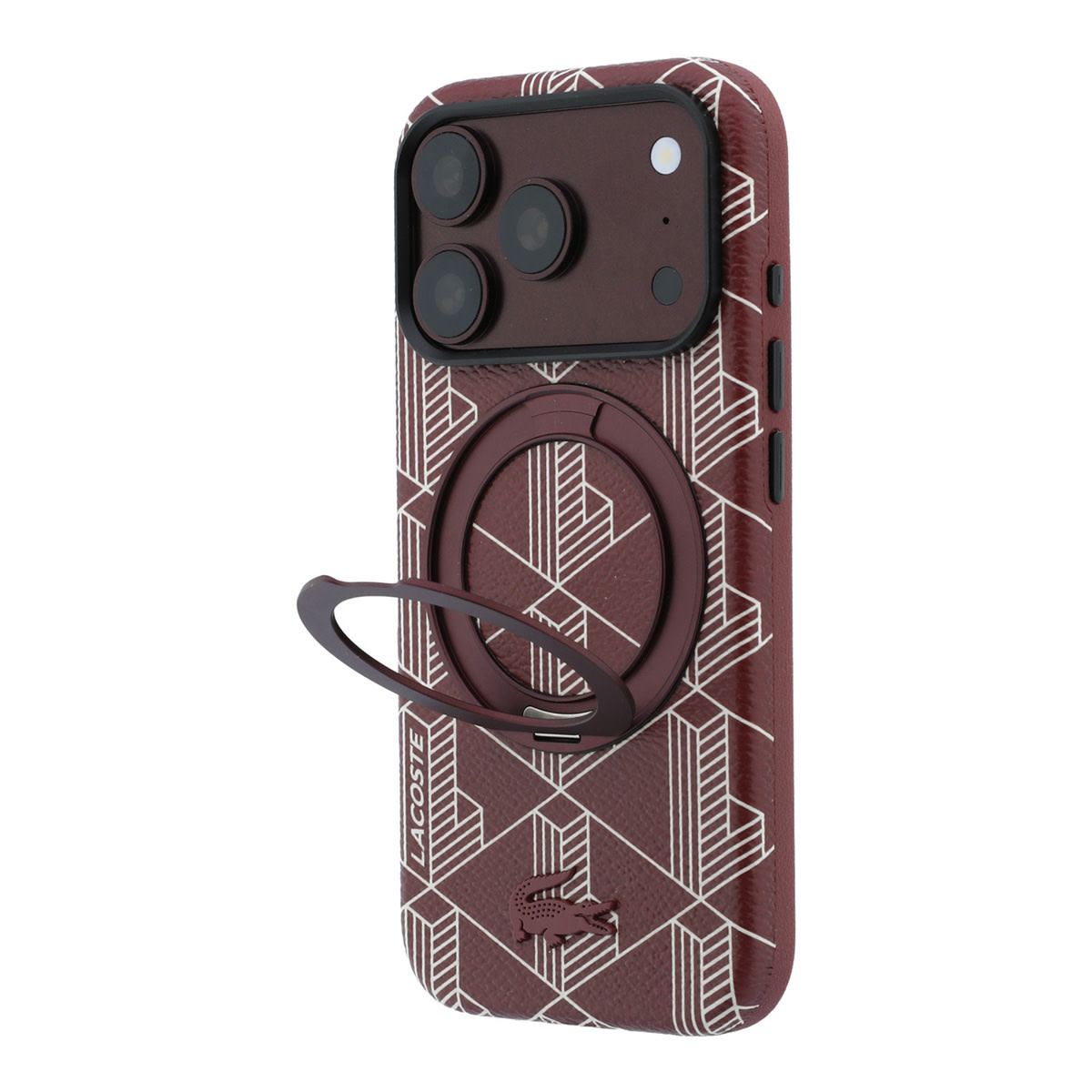 Lacoste iPhone 18 Pro Max Case hard shell - MagSafe - PVC - The Blend - ring stand Bordeauxrood - detail 1