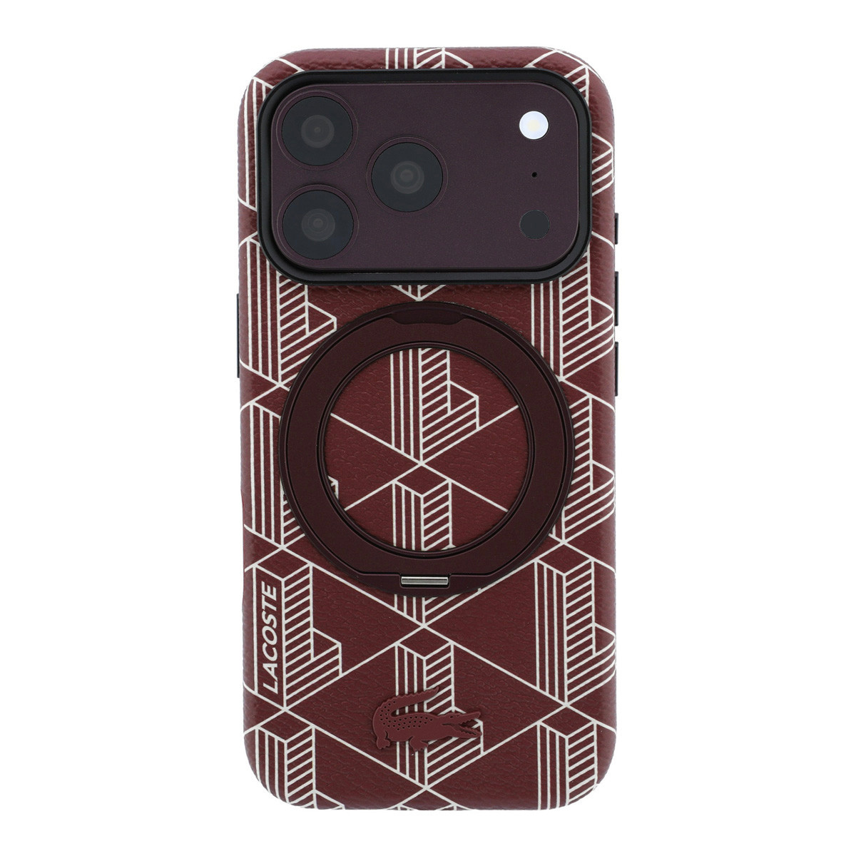 Lacoste iPhone 18 Pro Max Case hard shell - MagSafe - PVC - The Blend - ring stand Bordeauxrood - detail 2