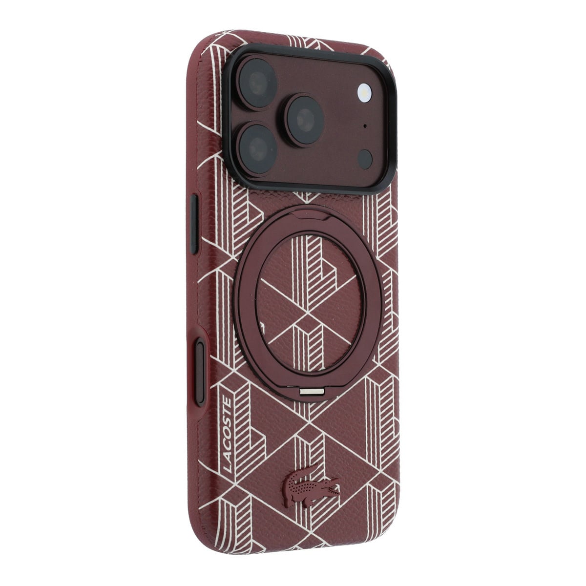 Lacoste iPhone 18 Pro Max Case hard shell - MagSafe - PVC - The Blend - ring stand Bordeauxrood - detail 3