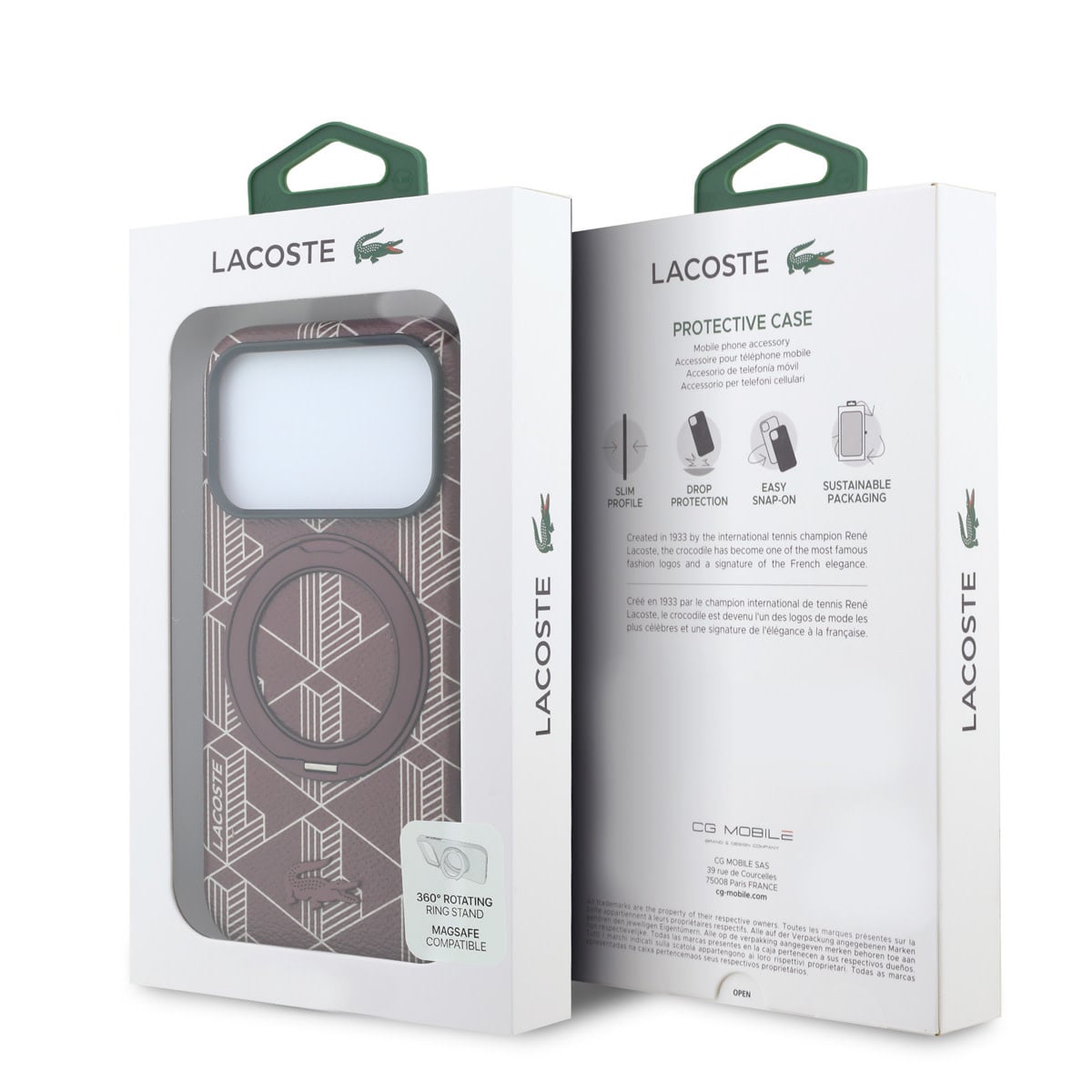 Lacoste iPhone 18 Pro Max Case hard shell - MagSafe - PVC - The Blend - ring stand Bordeauxrood - detail 7