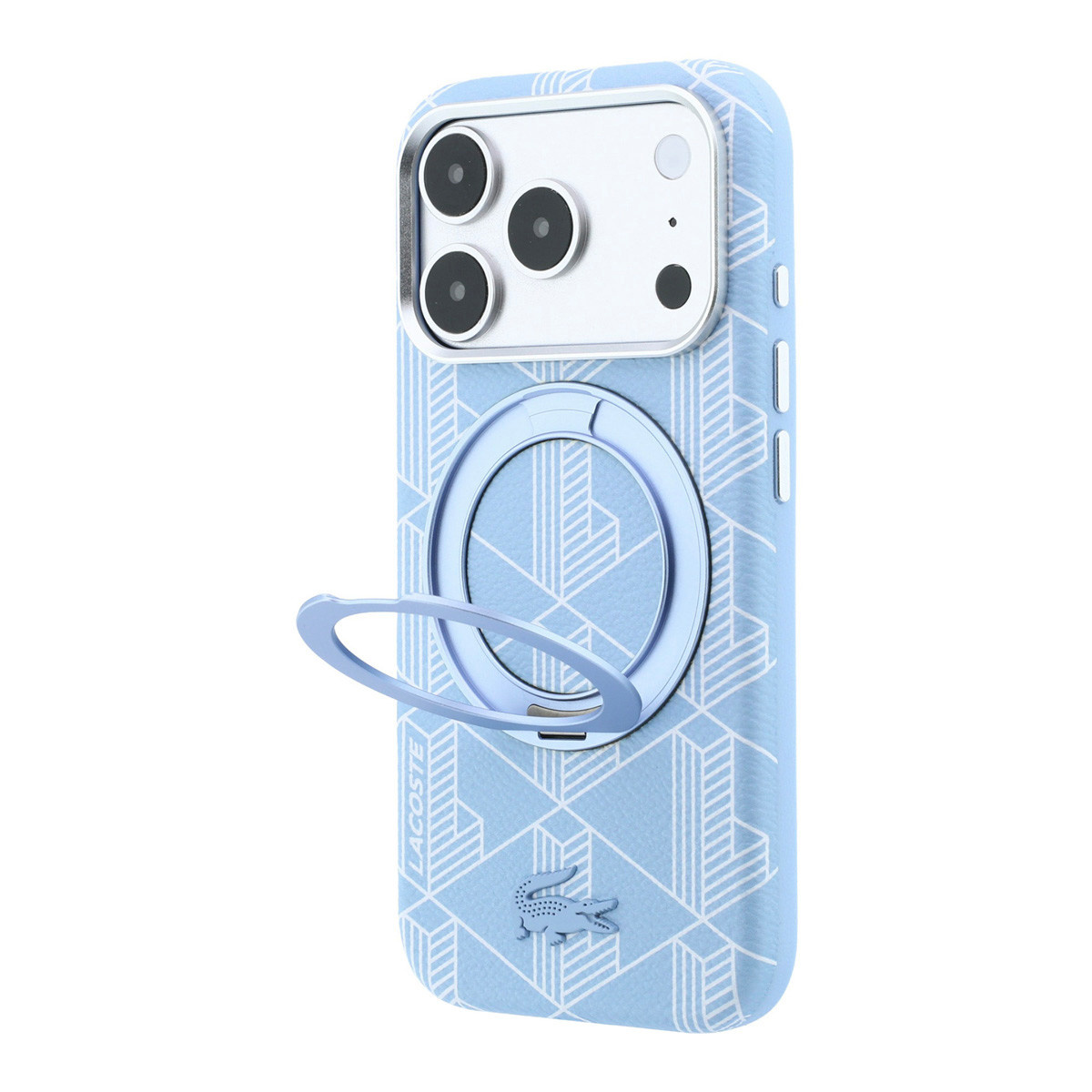 Lacoste iPhone 18 Pro Max Case hard shell - MagSafe - PVC - The Blend - ring stand Lichtblauw - detail 1