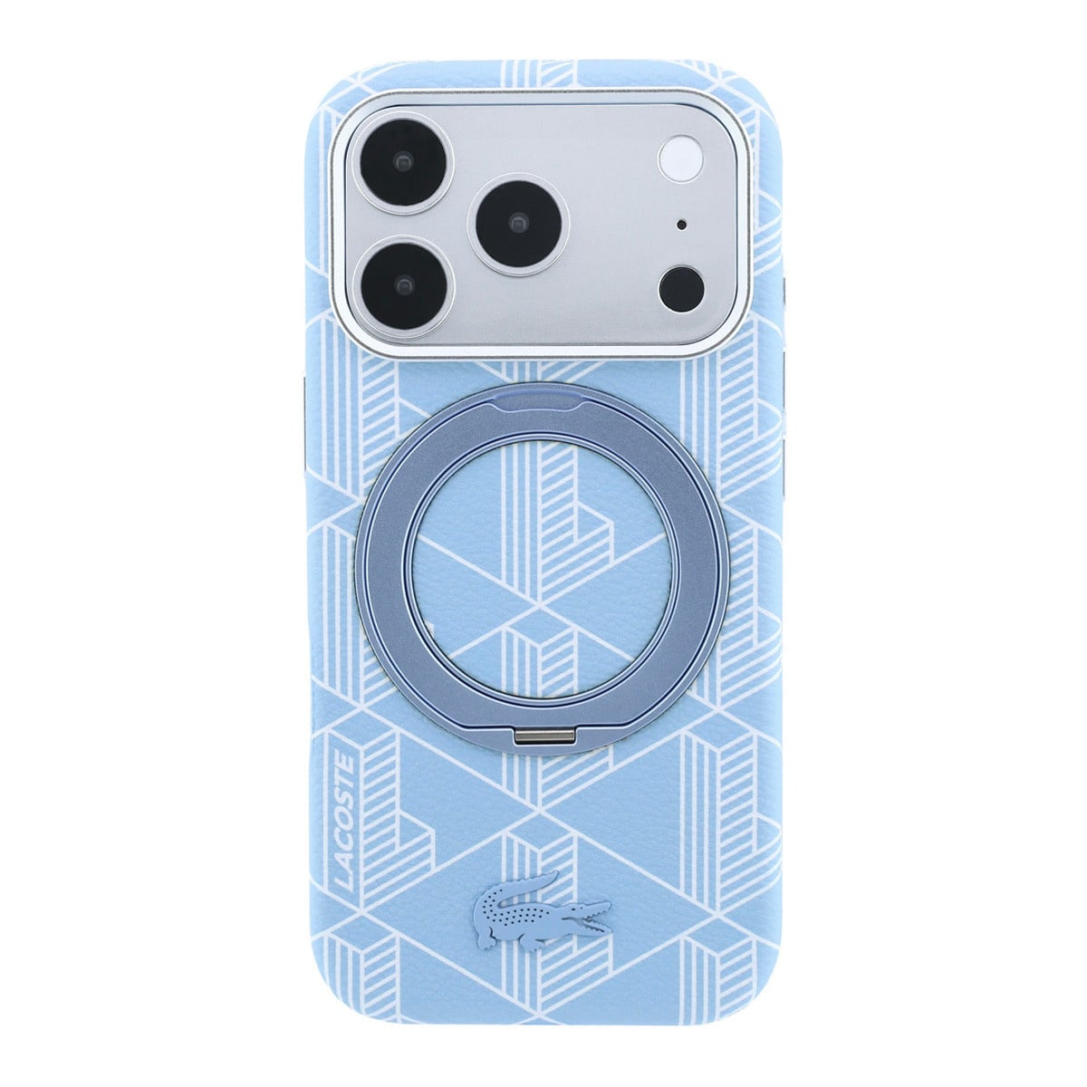 Lacoste iPhone 18 Pro Max Case hard shell - MagSafe - PVC - The Blend - ring stand Lichtblauw - detail 2