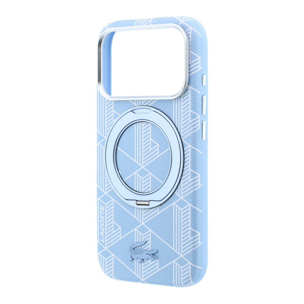 Lacoste iPhone 18 Pro Max Case hard shell - MagSafe - PVC - The Blend - ring stand Lichtblauw - detail 5