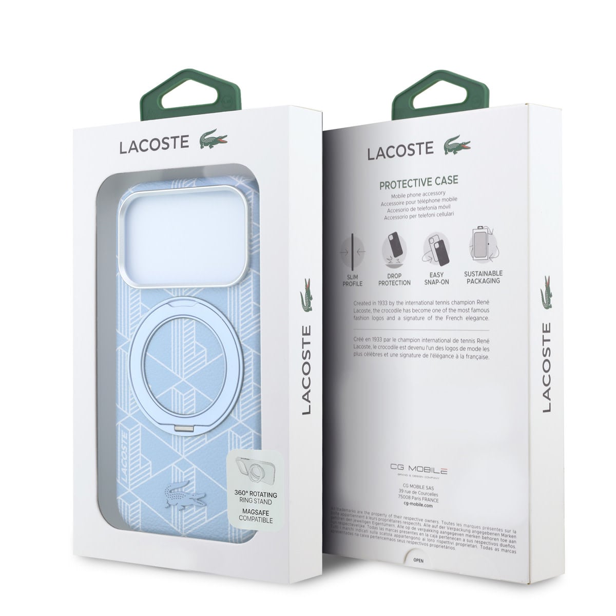 Lacoste iPhone 18 Pro Max Case hard shell - MagSafe - PVC - The Blend - ring stand Lichtblauw - detail 7